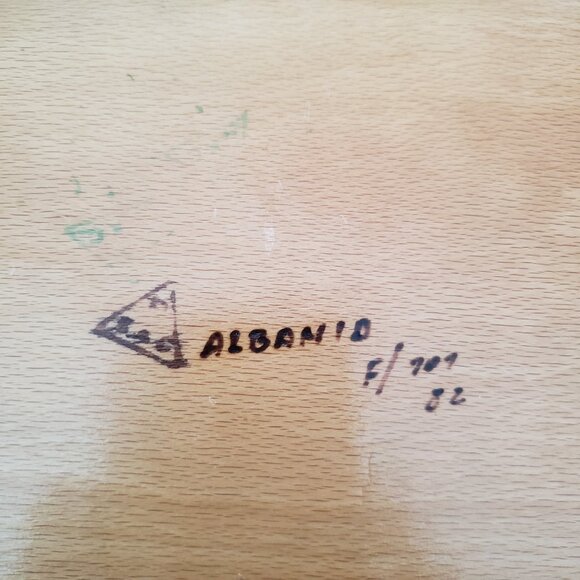 Primitive Wood Serving Tray Pyrography Burned Décor Plate Albania – Signed - Picture 3 of 11